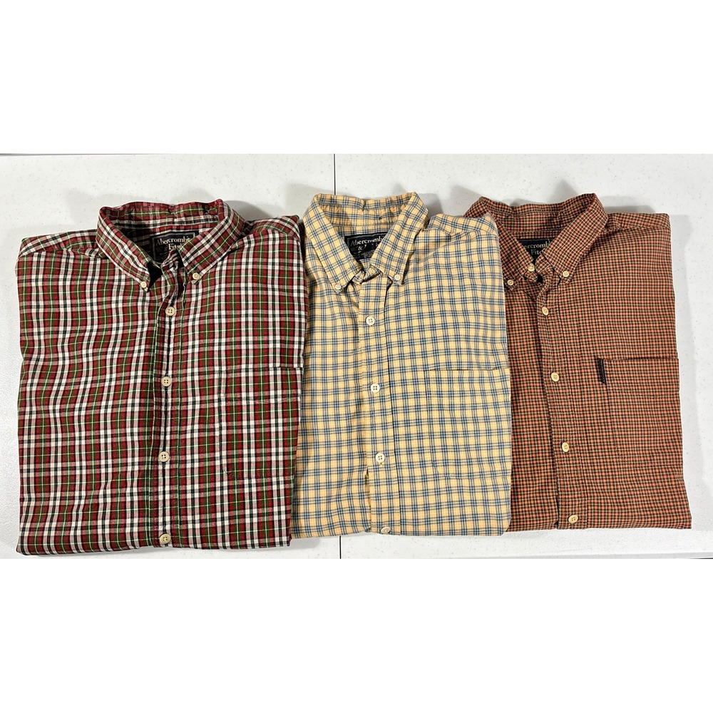 Vintage 90s Abercrombie & Fitch Men Check Gingham Long Sleeve Button Up Shirt XL